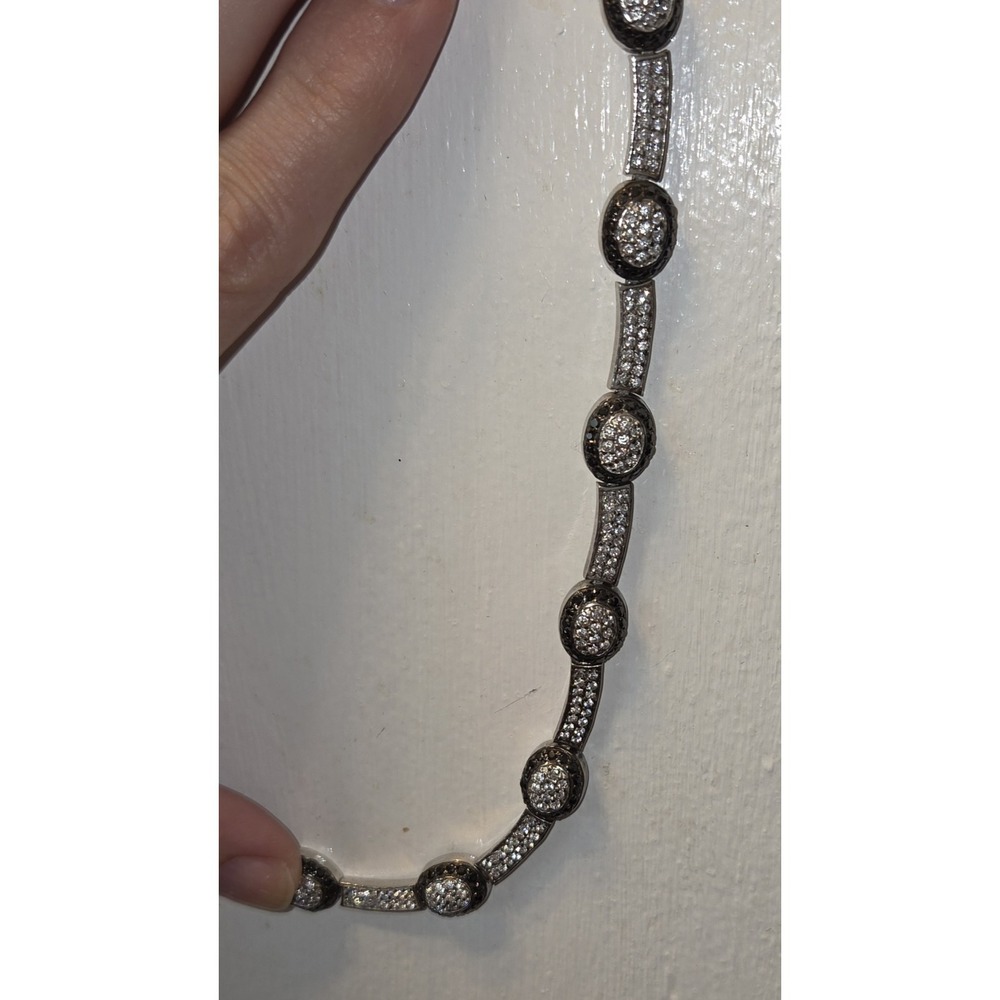 Sterling Silver .925 And Black Spinel Necklace. 16 Inches. 1.2 Ozt - Picture 5 of 9